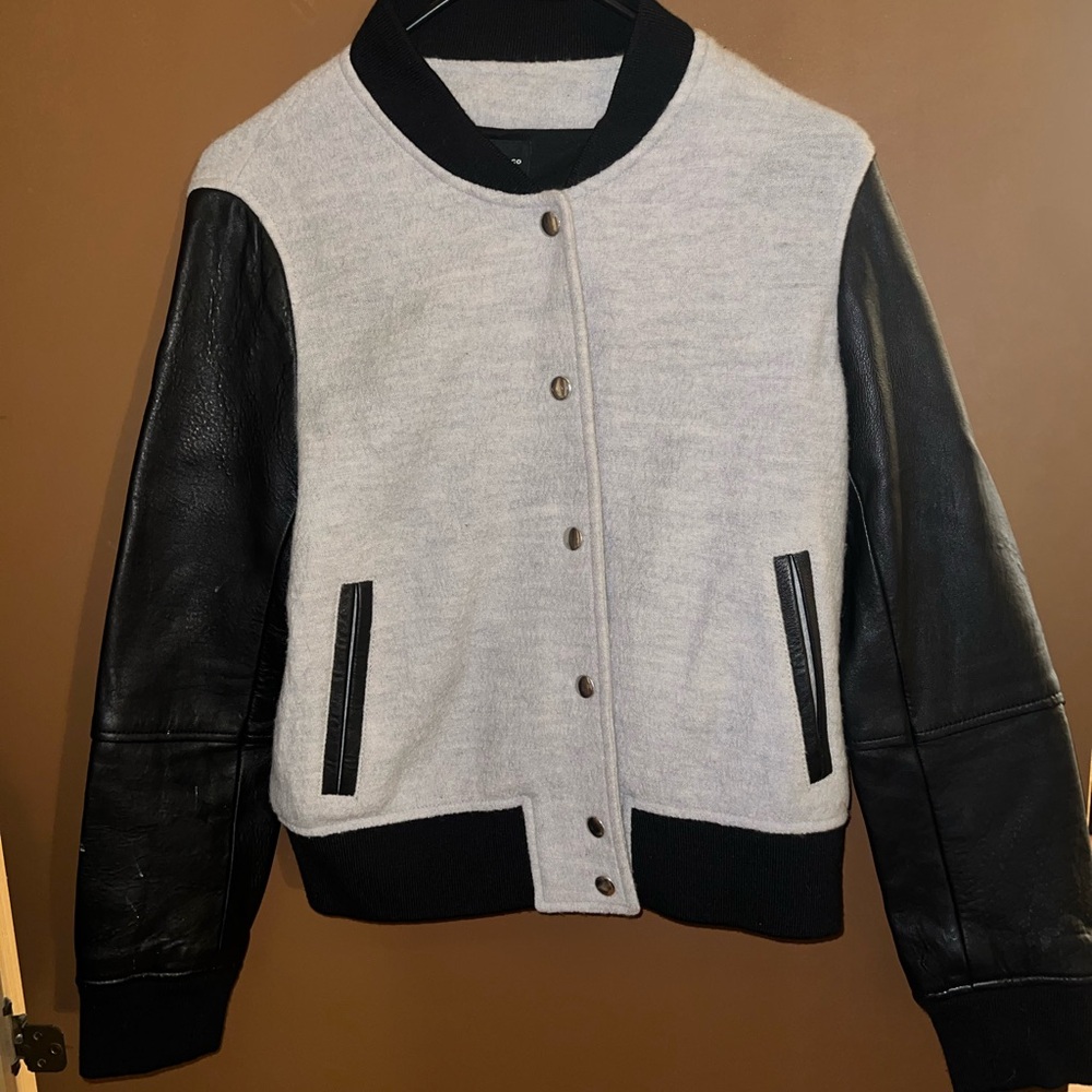 Club Monaco Gray and Black Bomber Jacket